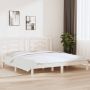 The Living Store Houten Bedframe Modern Slaapkamer Praktisch en Decoratief 205.5 x 205.5 x 31 cm Hoogwaardig Massief Grenenhout Wit Geschikt voor 200 x 200 cm Matras Montage vereist - Thumbnail 1