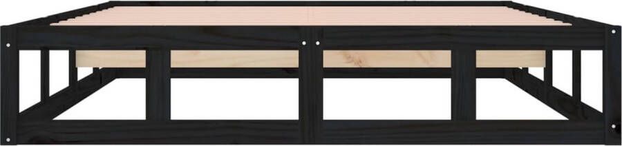 The Living Store Bedframe massief grenenhout zwart 140x190 cm Bedframe Bedframes Bed Bedbodem Ledikant Bed Frame Massief Houten Bedframe Slaapmeubel Tweepersoonsbed Bedden Bedbodems - Foto 5