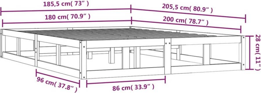 The Living Store Houten Bedframe Moderne Slaapkamer 180 x 200 cm Hoogwaardig Massief Grenenhout Modern Bedframe Wooden Bed Frame King Size Bed White Bed Frame Bedroom Furniture