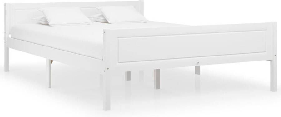 The Living Store Houten Bedframe Moderne Slaapkamer 206 x 146 x 63 cm Stevig Grenenhout Wit Montage vereist Houten Bedframe Modern Bed Tweepersoons Bed Frame Grenenhout Bed - Foto 3