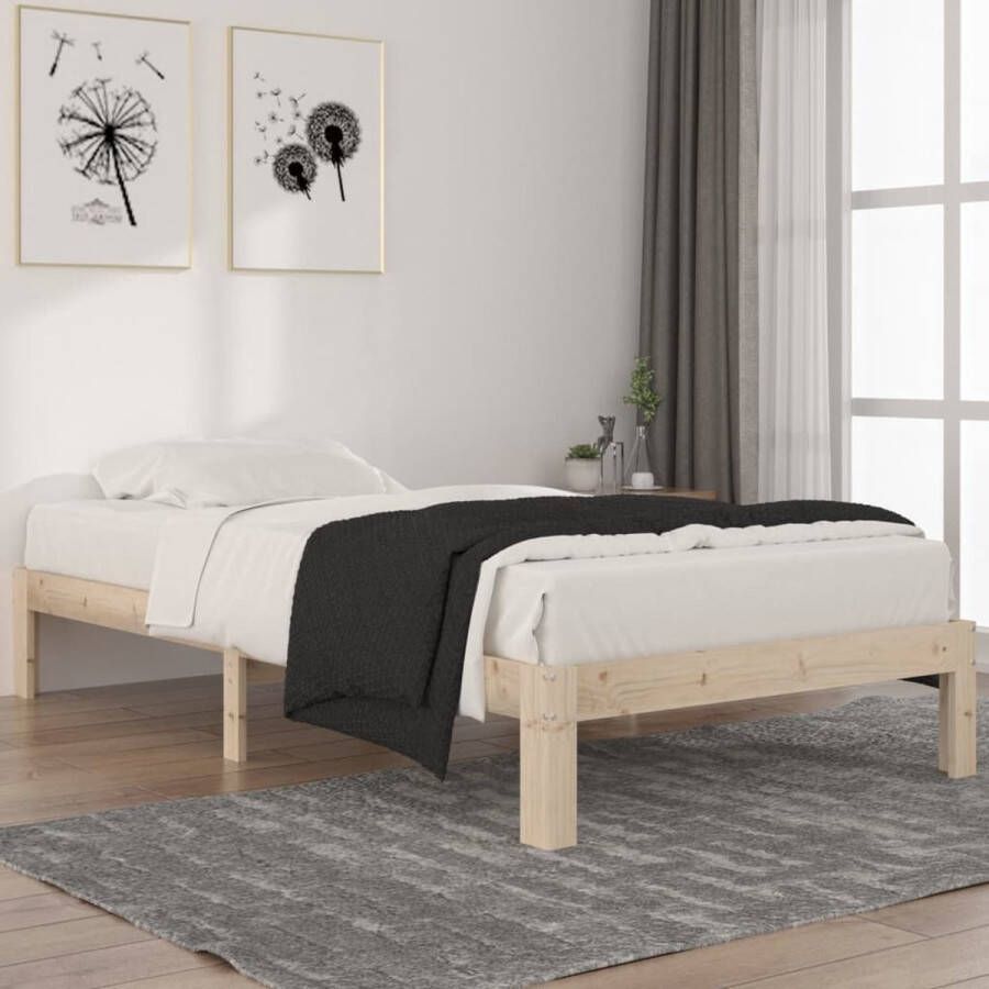 The Living Store Bedframe massief grenenhout 100x200 cm Bedframe Bedframes Bed Bedbodem Ledikant Bed Frame Massief Houten Bedframe Slaapmeubel Eenpersoonsbed Bedden Bedbodems