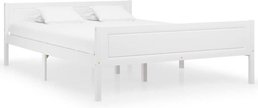 The Living Store Houten Bedframe Praktisch Decoratief 206 x 166 x 63 Kleur- Wit Materiaal- Grenenhout Multiplex Houten Bedframe Tweepersoons Bed Frame Wit Bed Grenenhout Bed - Foto 2