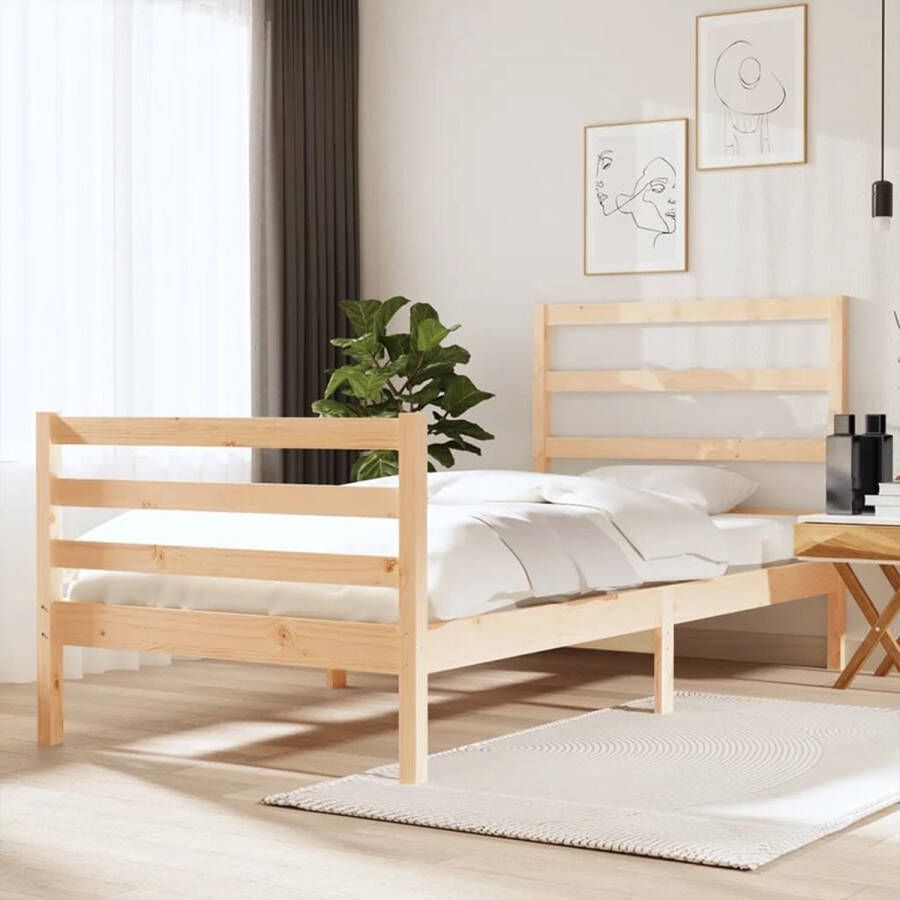 The Living Store Houten Bedframe Tijdloos Bedden 90 x 190 cm Ken- Massief grenenhout