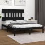 The Living Store Bedframe massief hout zwart 120x200 cm Bedframe Bedframes Tweepersoonsbed Bed Bedombouw Dubbel Bed Frame Bed Frame Ledikant Bedframe Met Hoofdeinde Tweepersoonsbedden - Thumbnail 2