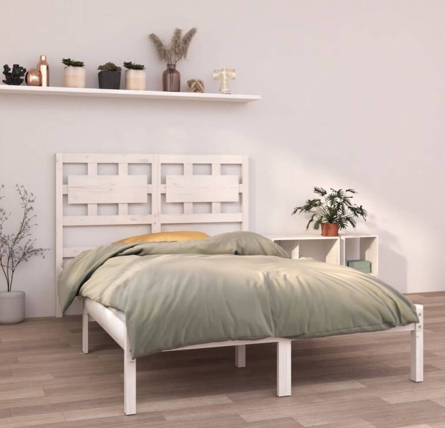 The Living Store Bedframe massief hout wit 120x200 cm Bedframe Bedframes Tweepersoonsbed Bed Bedombouw Dubbel Bed Frame Bed Frame Ledikant Bedframe Met Hoofdeinde Tweepersoonsbedden