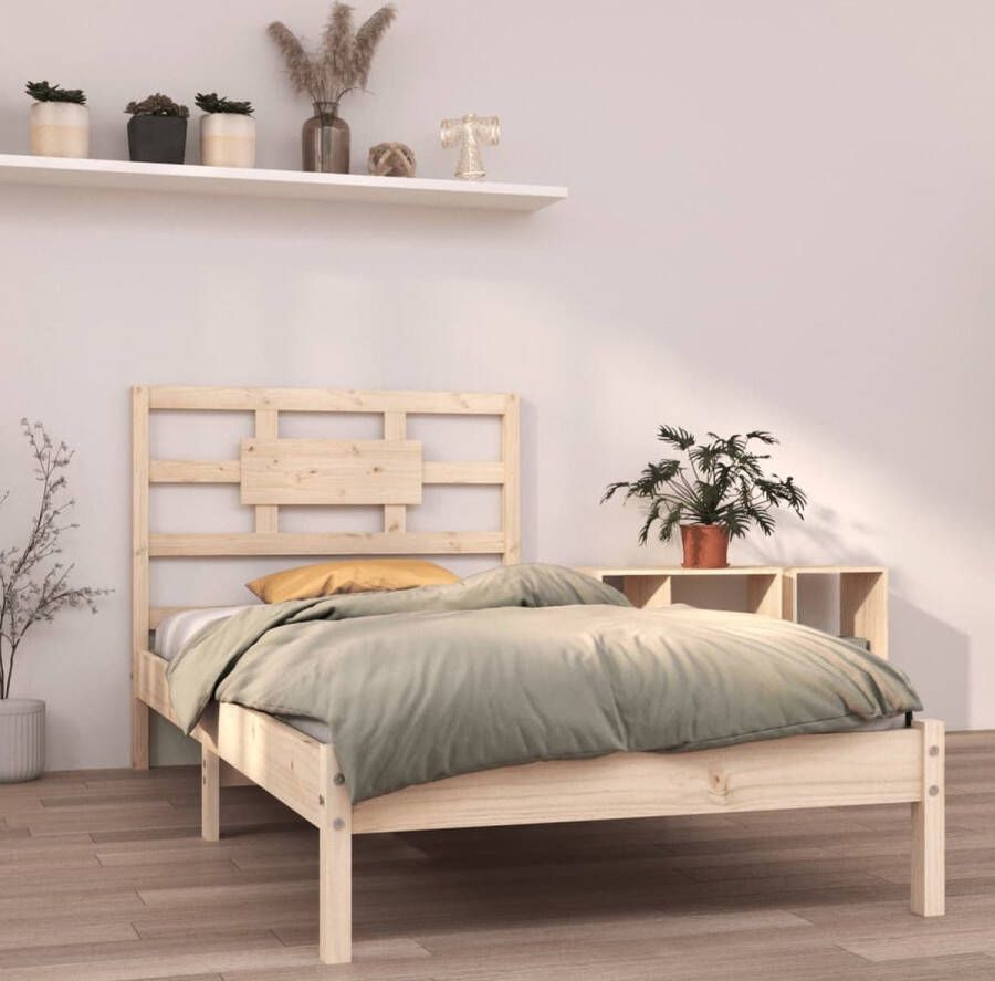 The Living Store Bedframe massief hout 90x200 cm Bedframe Bedframes Eenpersoonsbed Bed Bedombouw Frame Bed Frame Ledikant Bedframe Met Hoofdeinde Eenpersoonsbedden Bedden