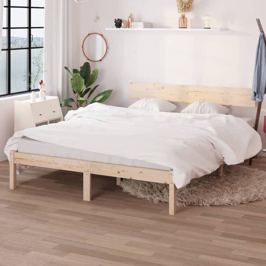 The Living Store Bedframe massief grenenhout 140x200 cm Bedframe Bedframes Bed Bedbodem Ledikant Bed Frame Massief Houten Bedframe Slaapmeubel Tweepersoonsbed Bedden Bedbodems