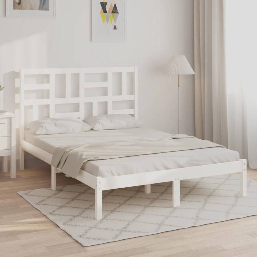 The Living Store Bedframe massief hout wit 160x200 cm Bedframe Bedframes Bed Bedbodem Ledikant Bed Frame Massief Houten Bedframe Slaapmeubel Tweepersoonsbed Bedden Bedbodems - Foto 2