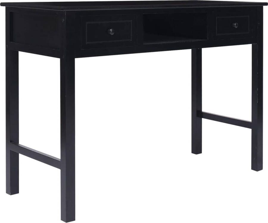 The Living Store Houten Bureau Zwart 108 x 45 x 76 cm Massief Paulowniahout - Foto 3