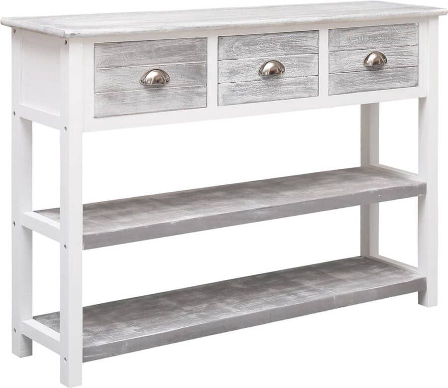 The Living Store Dressoir 108x30x76 cm massief paulowniahout antiekgrijs Dressoir Kast Opbergmeubilair Woonkamerinrichting Slaapkamerinrichting - Foto 3