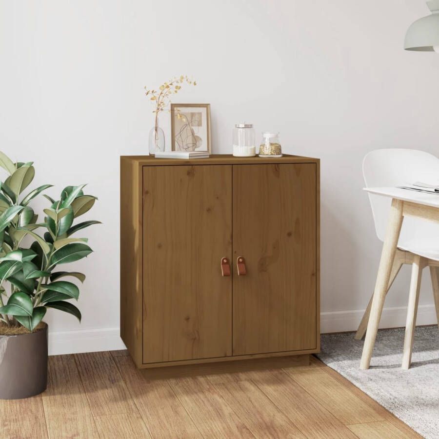 The Living Store Houten Dressoir Massief grenenhout Voldoende opbergruimte Stevig blad Praktisch ontwerp Honingbruin 65.5 x 40 x 75 cm Inclusief montagehandleiding Legal Documents - Foto 2