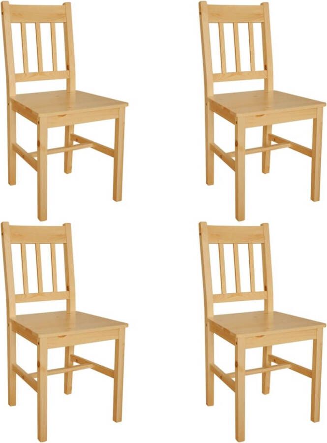 The Living Store Houten Eetkamerstoelen Set van 4 Naturel Grenenhout Ergonomisch Ontwerp Eetkamerstoelen Houten Stoelen Granenhout Meubels Dining Chairs Salontafel - Foto 2