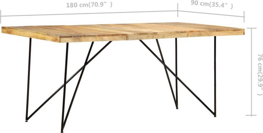 The Living Store Houten eettafel Industriële stijl 180x90x76 cm Massief Mangohout - Foto 2