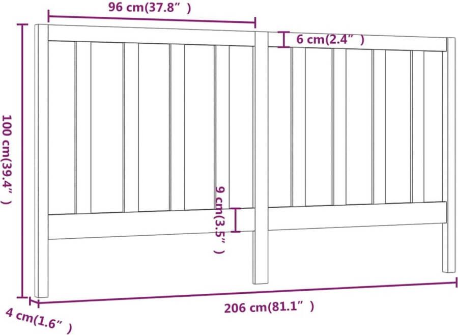 The Living Store Houten Hoofdeinde Bedframes 206 x 4 x 100 cm Wit Houten Hoofdbord Hoofdeinde Bed Frame Slaapkamervlooring Modern Hoofdbord