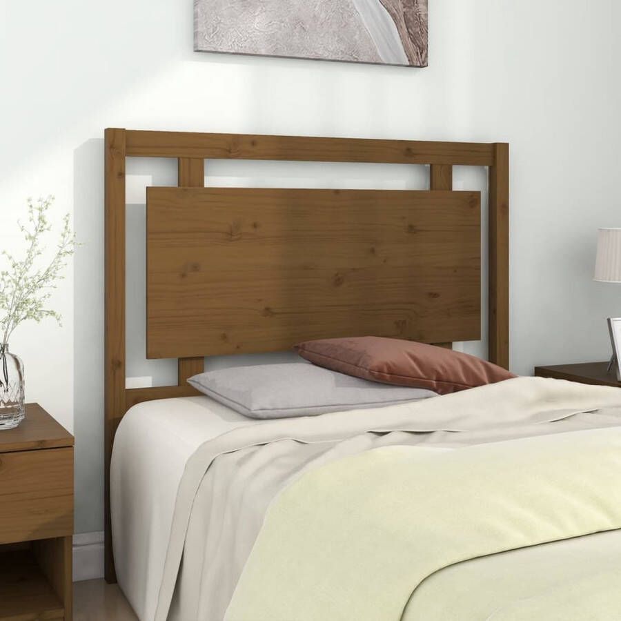 The Living Store Houten Hoofdeinde Rustieke Charme Hoofdbord 105.5 x 4 x 100 cm Kleur- Honingbruin Houten Hoofdbord Kopen Rustic Interieur Hoofdboard Decoratie Bedroom Furniture