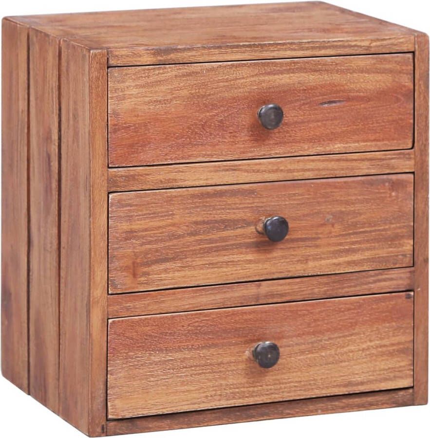 The Living Store Houten Nachtkastje 35 x 25 x 35 cm Massief gerecycled hout Nachtkastje Houten Meubilair Rustic Decor Slaapkamersdecoratie Bruine Meubels - Foto 2
