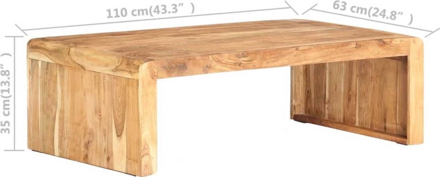 The Living Store houten salontafel rustieke stijl 110 x 63 x 35 cm massief acaciahout - Foto 2