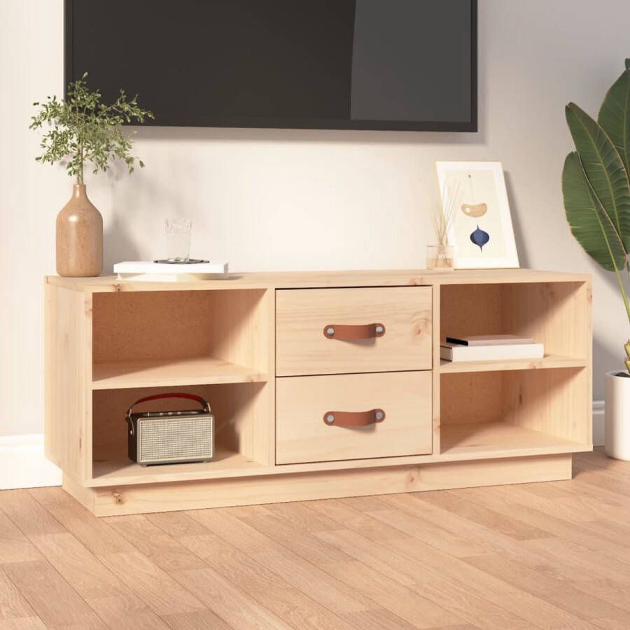 The Living Store Houten televisiemeubel Massief grenenhout TV-kast 100x34x40 cm - Foto 2