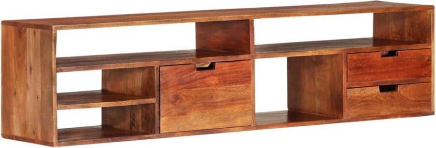 The Living Store Houten TV-kast 140 x 30 x 35 cm Acaciahout 3 lades 5 open vakken - Foto 2