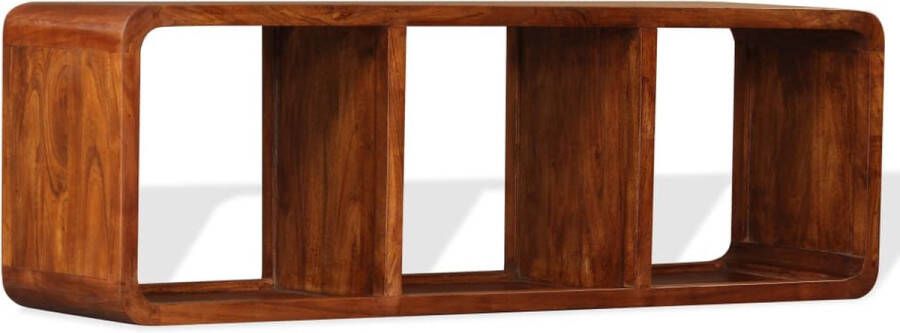 The Living Store Tv-meubel Acacia 120 x 30 x 40 cm Bruin Massief hout met honingkleurige afwerking Handgemaakt en uniek 3 schappen