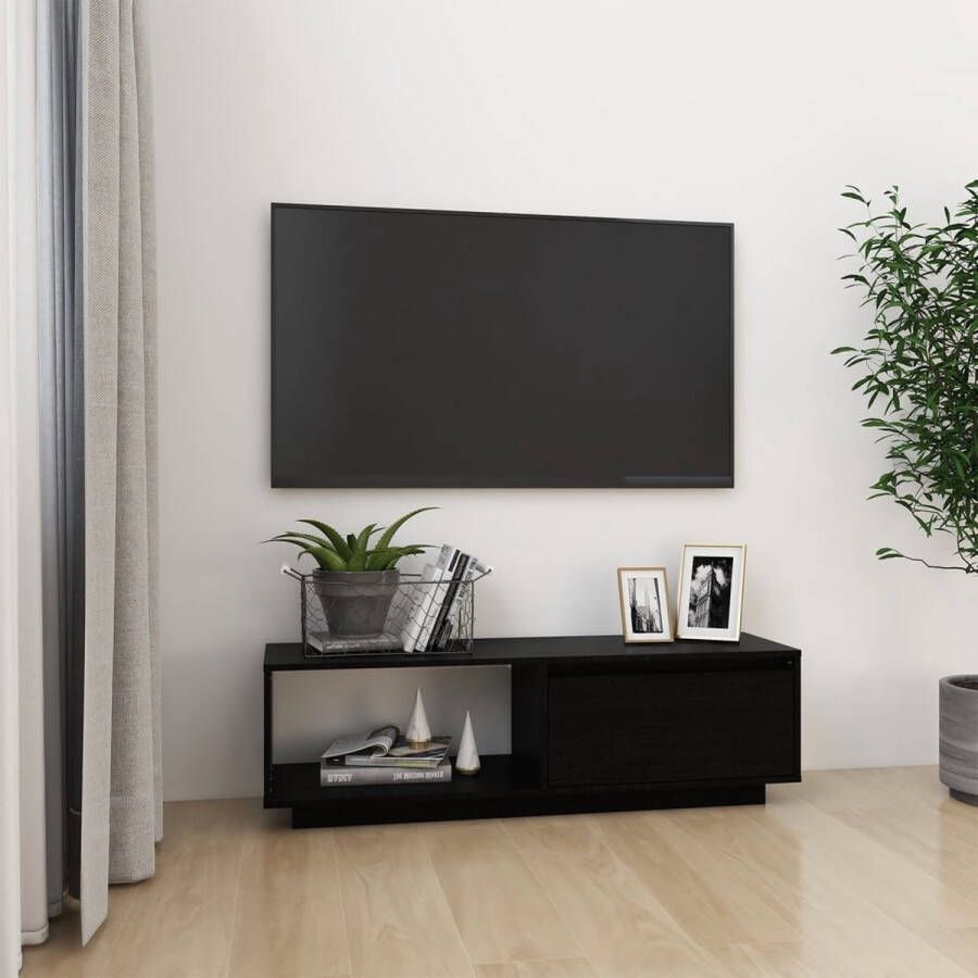 The Living Store Houten TV-meubel Massief grenenhout 110 x 30 x 33.5 cm Opbergschappen - Foto 2