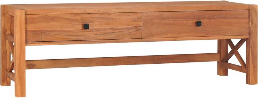 The Living Store Houten TV-meubel Teakhout 120 x 40 x 45 cm Rustiek design - Foto 2