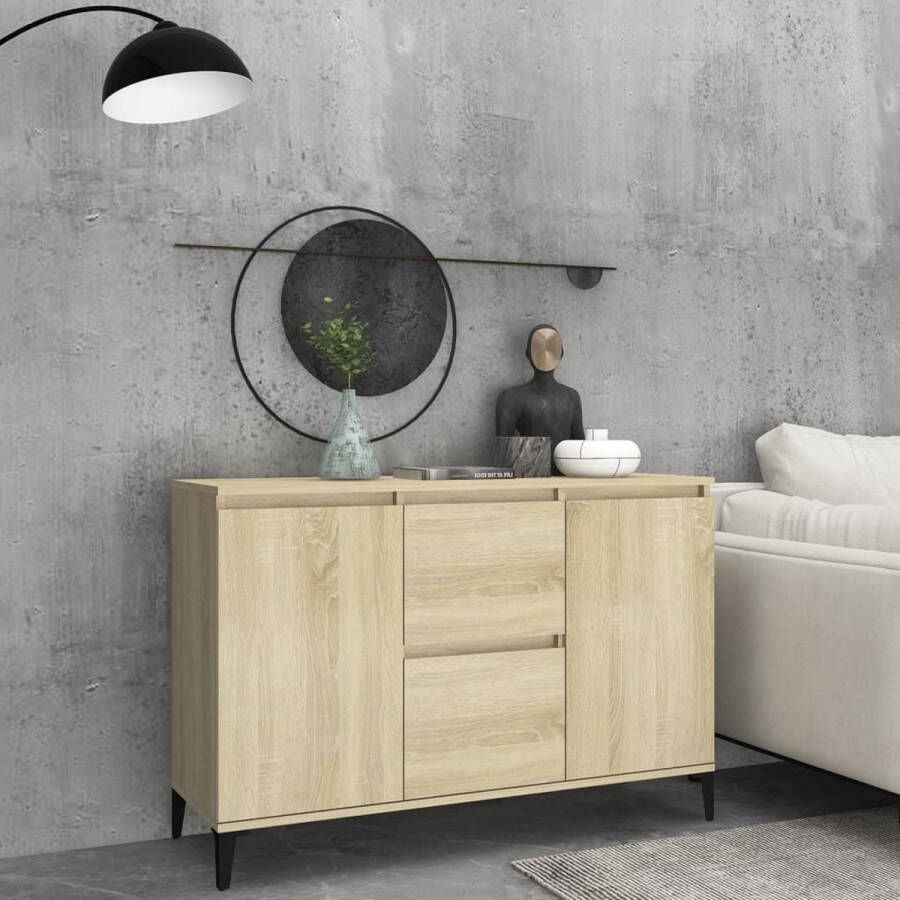 The Living Store Dressoir 104x35x70 cm bewerkt hout sonoma eikenkleurig Industriele Meubels Salontafel Tv Tafel Bijzettafels Houten Kasten - Foto 2