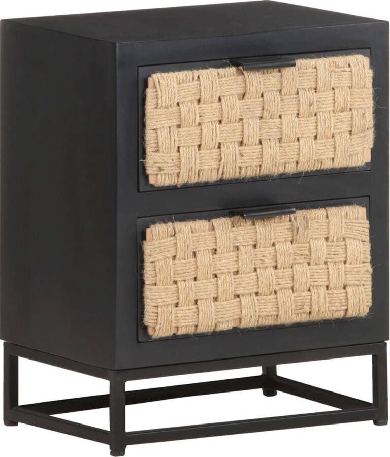 The Living Store Industrieel Houten Nachtkastje 40 x 30 x 50 cm Massief Mangohout Nachtkastje Industrieel Mangohout Zwart Bijzettafel - Foto 2