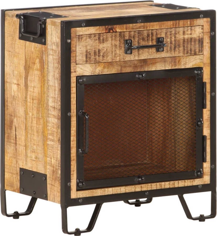 The Living Store Industrieel Houten Nachtkastje 43 x 30 x 51 cm Bruin Zwart Nachtkastje Industrieel Houten Nachtkastje Bruine Nachtkastje Zwarte Nachtkastje - Foto 3