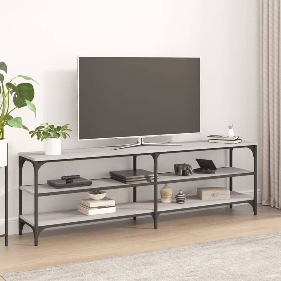 The Living Store Industrieel TV-meubel 160 x 30 x 50 cm Grijs Sonoma Eiken - Foto 2