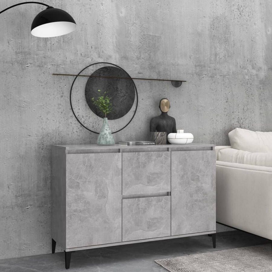 The Living Store Dressoir 104x35x70 cm bewerkt hout betongrijs Industriele Kasten Bijzettafels Side Table Tv Stand Salontafel - Foto 2