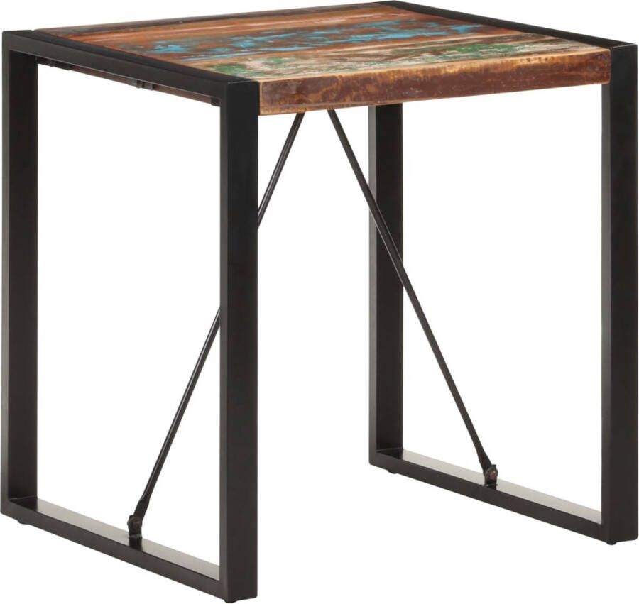 The Living Store Industriële Eettafel 70 x 70 x 75 cm Massief gerecycled hout Zwart stalen frame - Foto 3