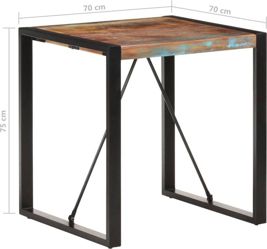 The Living Store Industriële Eettafel 70 x 70 x 75 cm Massief gerecycled hout Zwart stalen frame - Foto 2