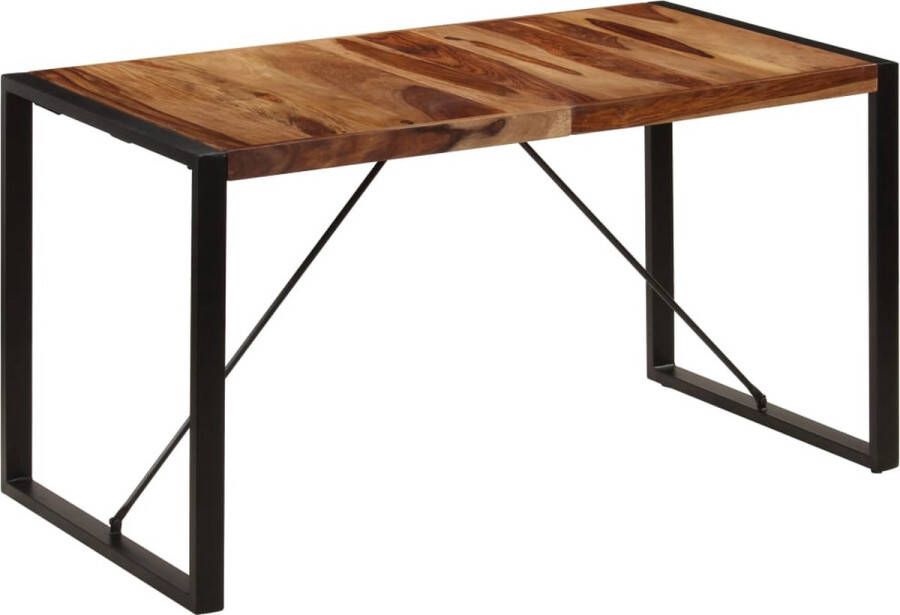 The Living Store Industriële houten eettafel 140 x 70 x 75 cm Bruin Zwart - Foto 2