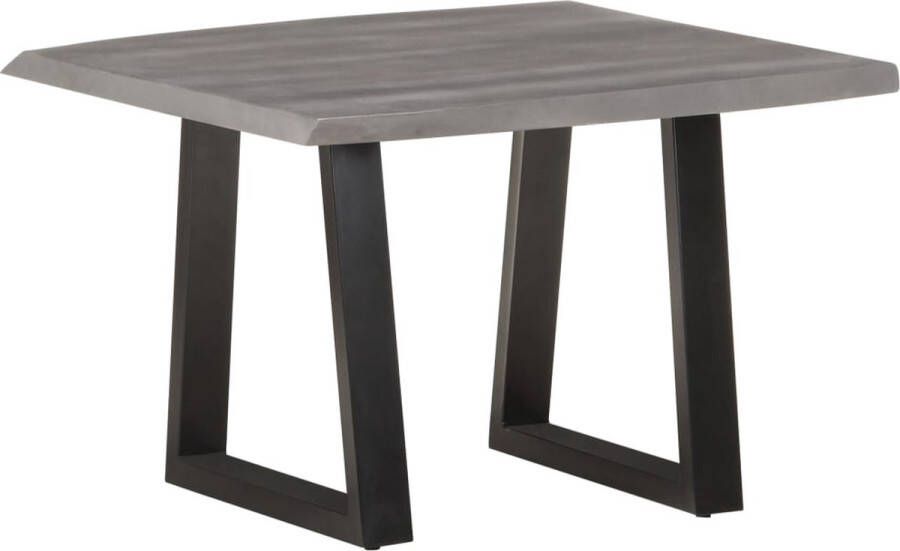 The Living Store Industriële Tafel Massief Acaciahout IJzer Grijs 60x60x40cm - Foto 2