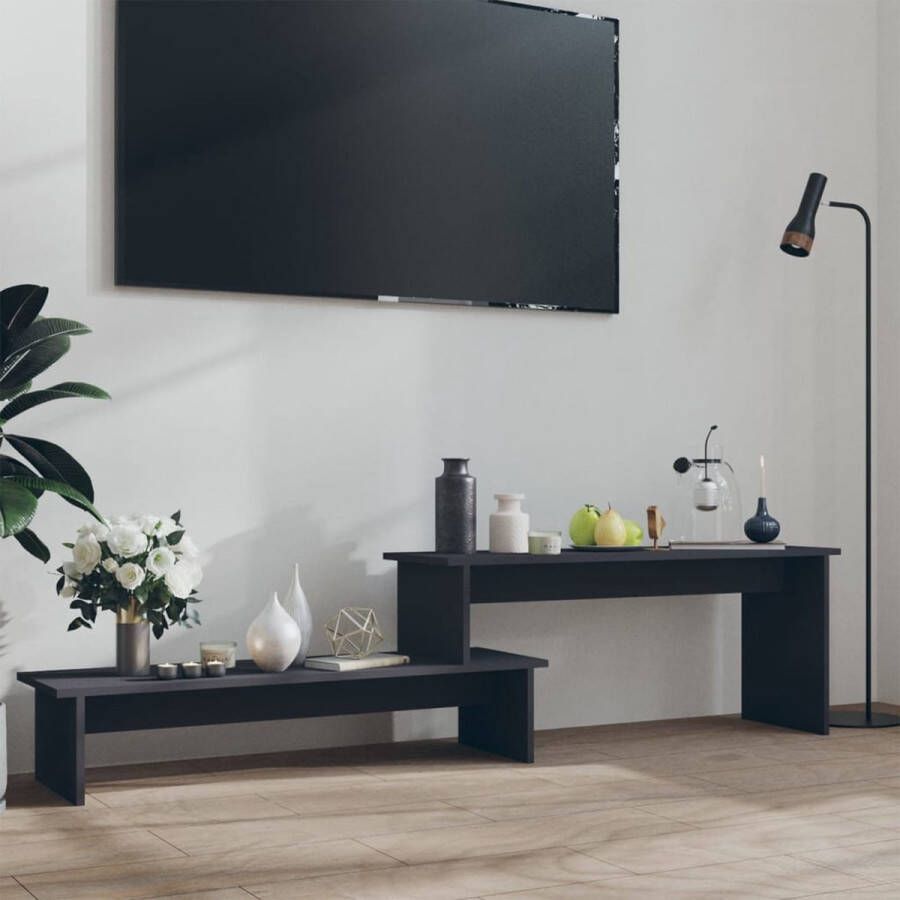 The Living Store Industriële Tv-meubel 180x30x43 cm Met verstelbare schappen Grijs - Foto 2