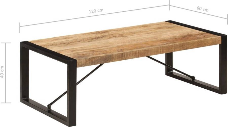 The Living Store Industriële Woonkamertafel 120x60x40 cm Massief Mangohout en Gepoedercoat Staal - Foto 3