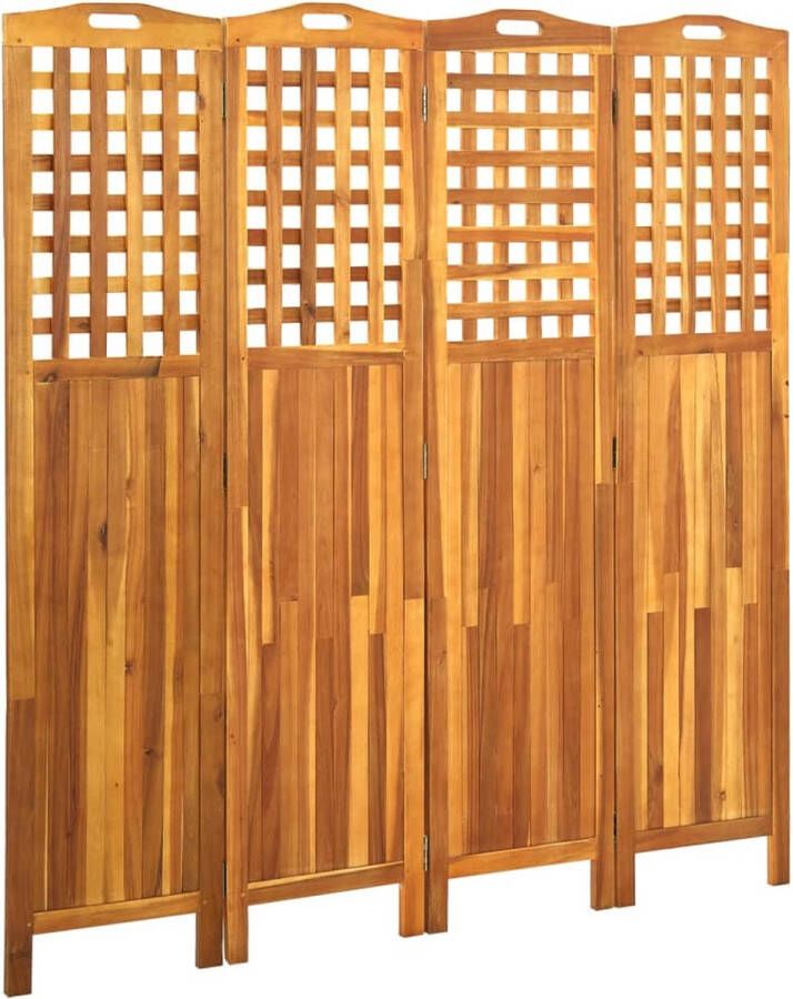 The Living Store Kamerscherm 4 panelen Massief acaciahout 161 x 2 x 170 cm Olieafwerking Kamerscherm Scheidingswand Privacy Screen Houten Schermen Acacia Hout
