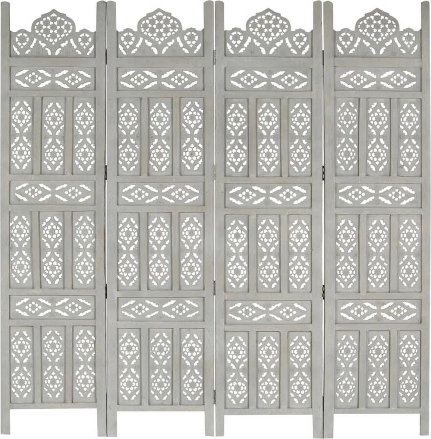 The Living Store Kamerscherm Handgesneden Patronen Klassieke Stijl MDF en Massief Mangohout 160x165cm Kamerscherm Wandafscheider Privacy Screen Houten Kamerscherm Vintage Kamerscherm - Foto 2