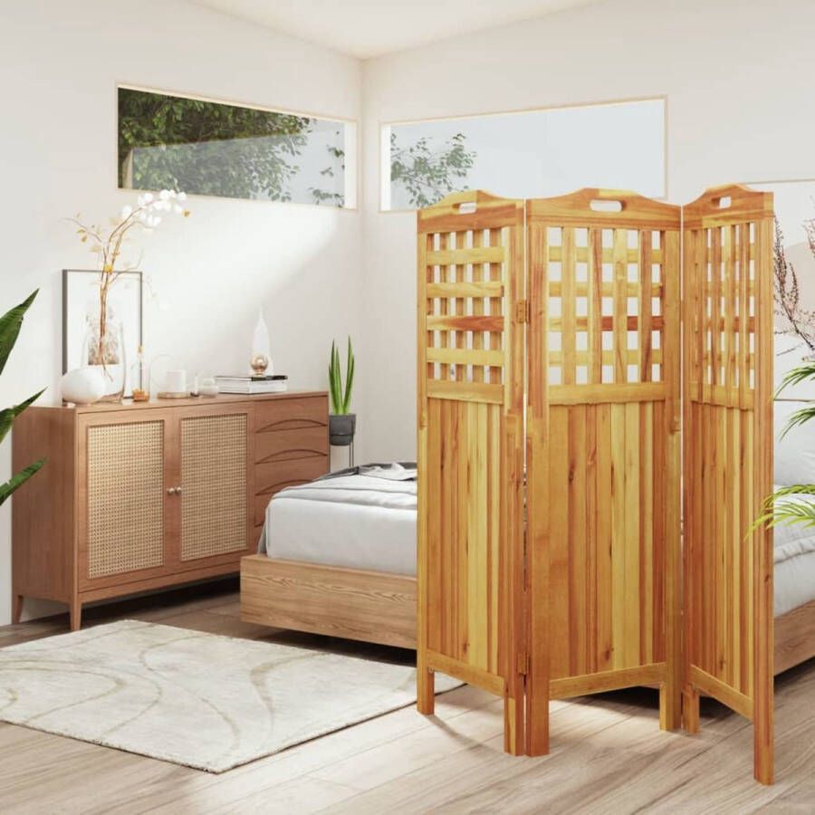 The Living Store Kamerscherm Massief Acaciahout 121.5 x 2 x 115 cm Inklapbaar Kamerscherm Scheidingswand Ruimteverdeler Acaciahout Vintage - Foto 2