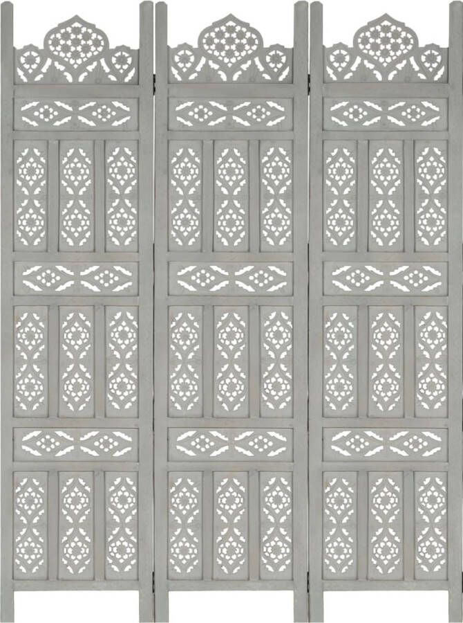 The Living Store Kamerscherm Massief Mangohout 120x165 cm Handgesneden Patronen Kamerscherm Kamerschermen Wandafscheiding Privacy Screen Houten Kamerscherm