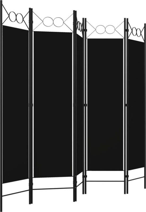 The Living Store Kamerscherm met 5 panelen 200x180 cm zwart Kamerscherm