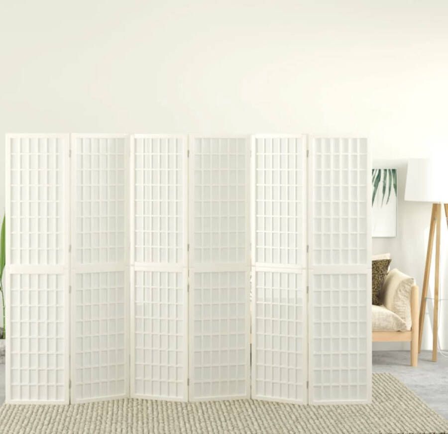 The Living Store Kamerscherm inklapbaar 6 panelen Japanse stijl 240x170 cm wit Kamerscherm Shojischerm Japans Kamerdecor Privacy Screen Houten Schermen