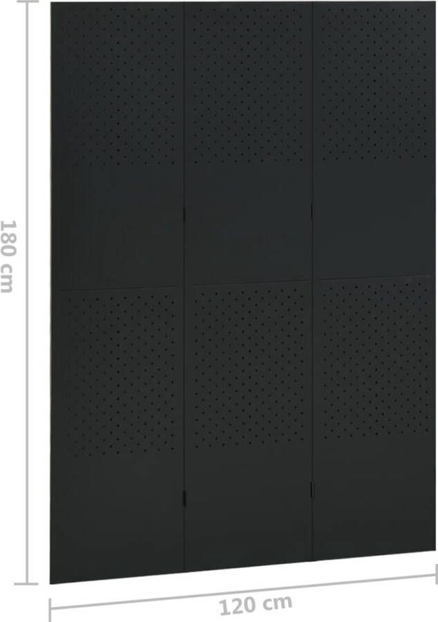 The Living Store Kamerscherm Staal 120 x 180 cm Zwart
