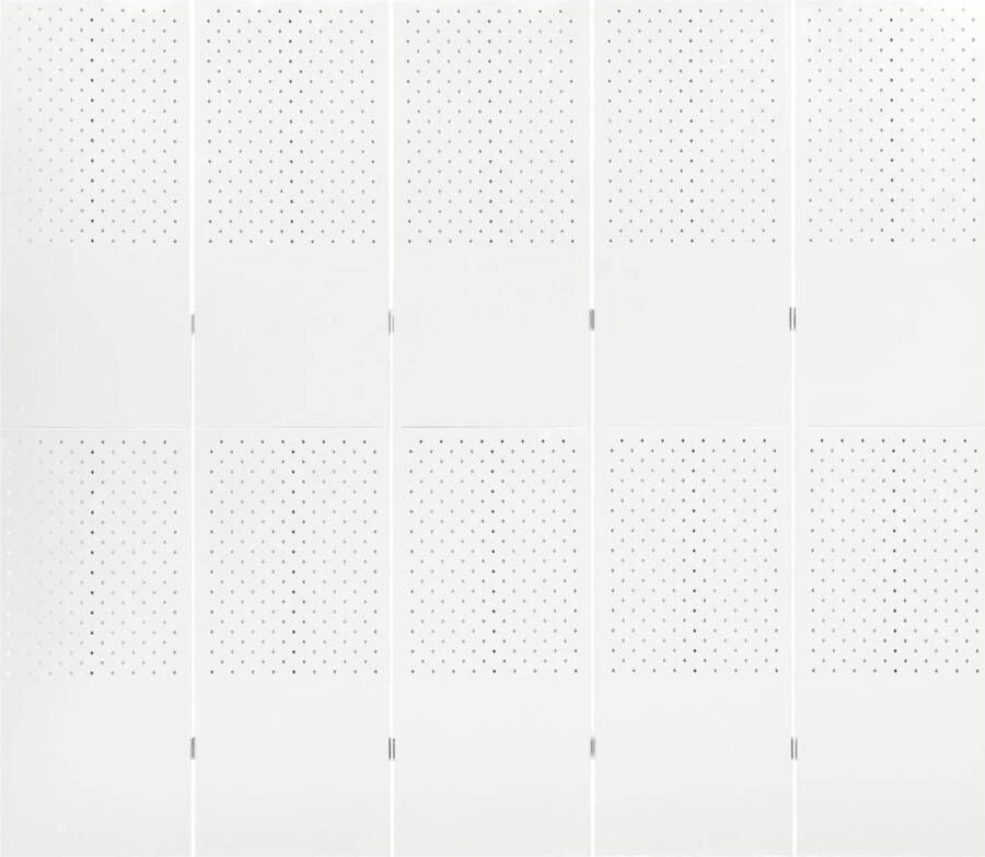 The Living Store Kamerscherm Staal 200x180 cm Wit Scharnierbaar Stabiele en duurzame privacybescherming