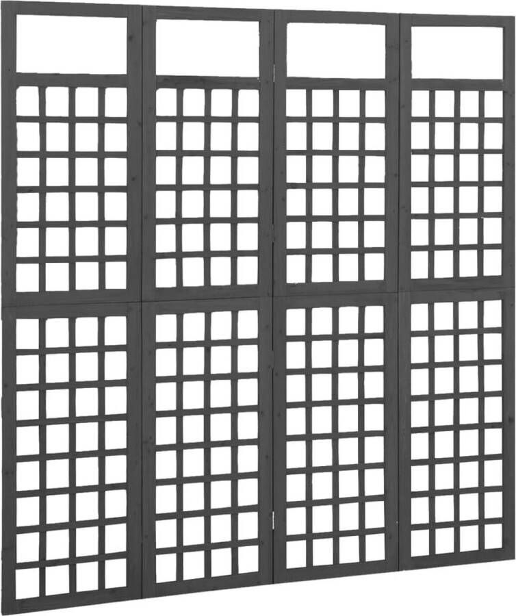The Living Store Kamerscherm trellis met 4 panelen161x180 cm vurenhout zwart Kamerscherm Scherm Partitionwand Plantenrek Trellis - Foto 2