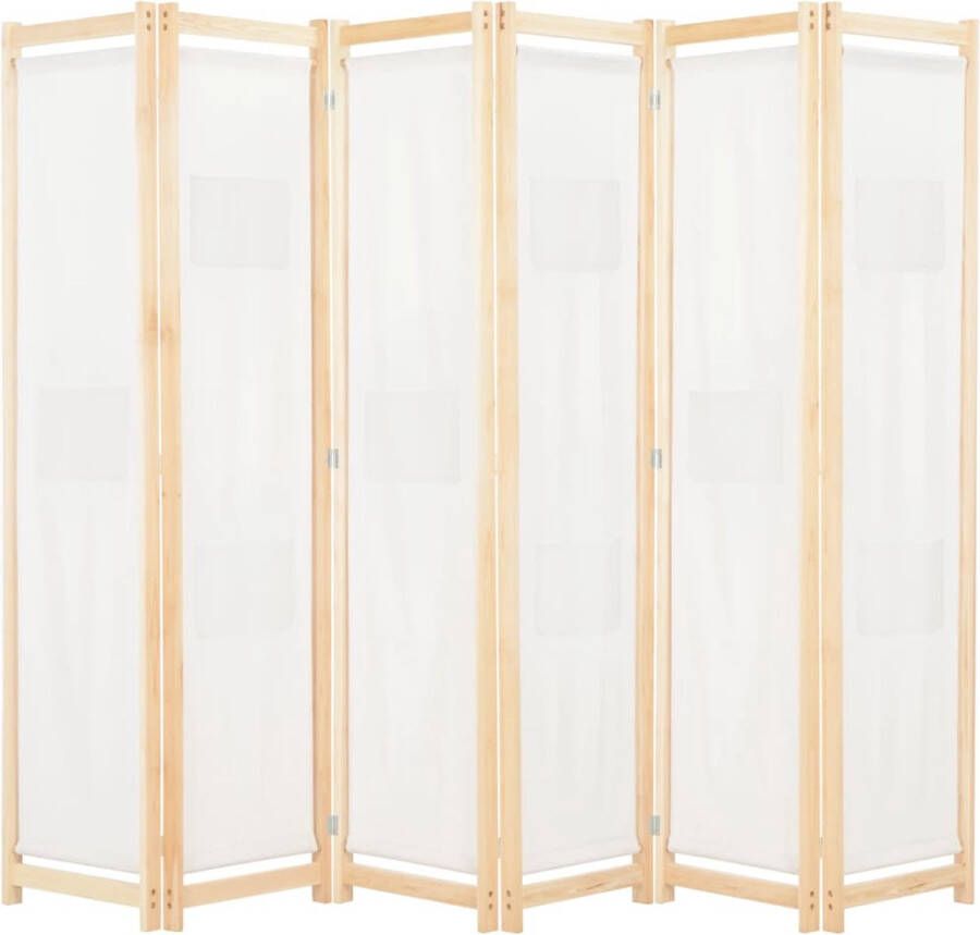 The Living Store Kamerverdeler 6 Panelen Vrijstaand 240x170x4 cm Crème houten frame Kamerscherm Scheidingswand Privacy Screen Room Divider Design Meubilair - Foto 2