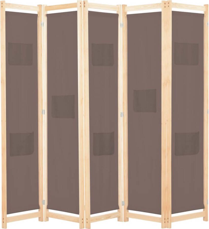 The Living Store Kamerverdeler Bruin 200 x 170 x 4 cm Privacy Scherm met 5 Panelen Kamerdivider Scheidingswand Privacy Screen Wandafscheider Meubels