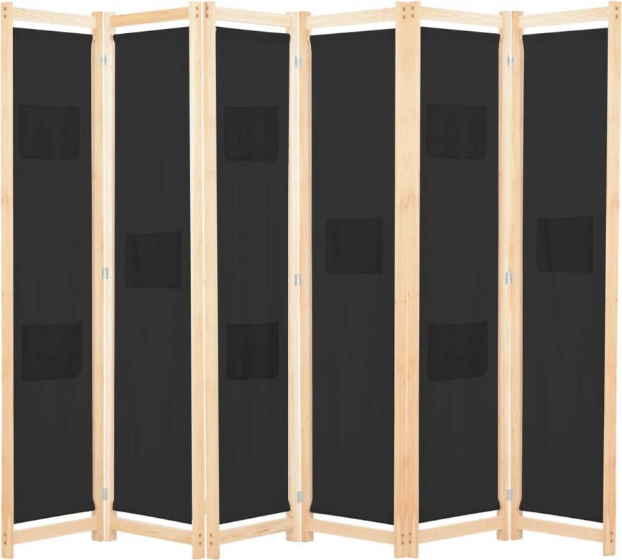 The Living Store Kamerverdeler Freestanding Panelen- 6 Afmetingen- 240 x 170 x 4 cm Zwart Kamer Verdeler Scheidingswand Privacy Screen Wanddecoratie Living Room Divider - Foto 2
