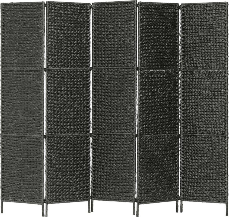 The Living Store Kamerverdeler Waterhyacint en ijzeren frame 193 x 160 cm 5 panelen Kamerverdeler Scheidingswand Privacy Scherm Waterhyacint Zwart - Foto 2